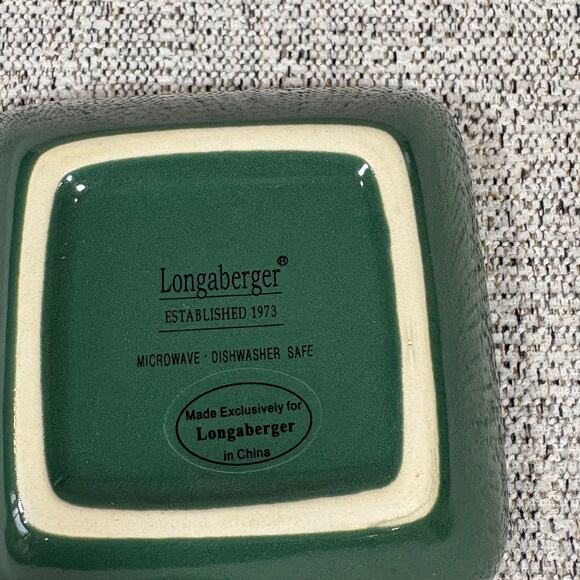 Longaberger 3x3 Square Dish Microwave Dishwasher Safe Green - Picture 2 of 4
